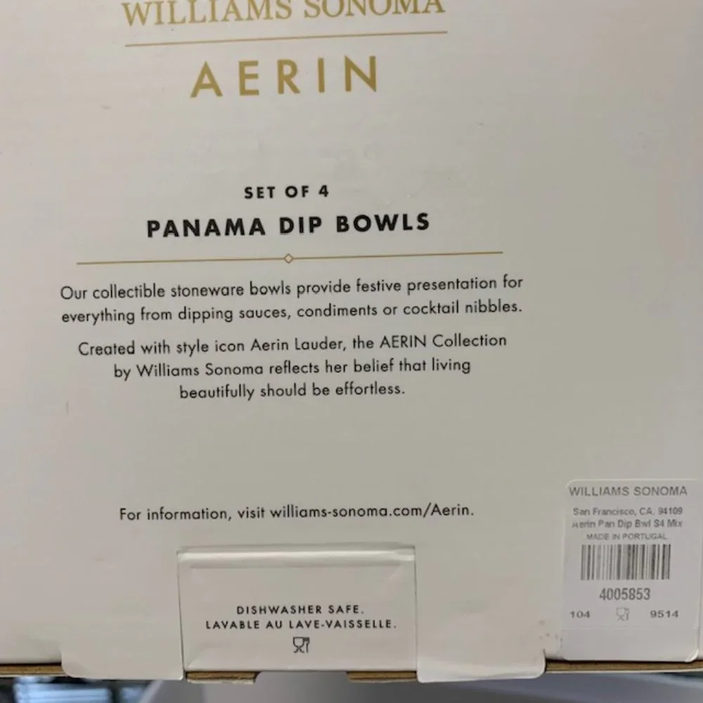 Williams Sonoma Aerin Lauder Panama Dip Bowls (4) NIB